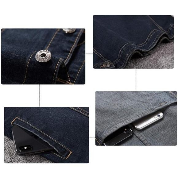 Men's Casual Button Up Denim Vest Vintage Sleeveless Jeans Vest Jacket - Picture 5 of 7